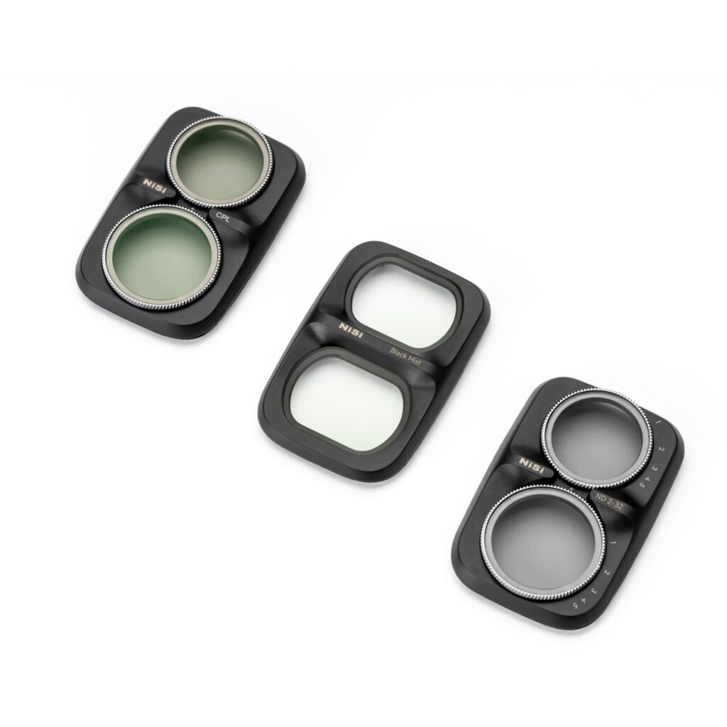 Kit de filtros NiSi para DJI Pocket 4P com VND de 1–5 stops, CPL e Black Mist para controlar exposição, reflexos e rendering da imagem