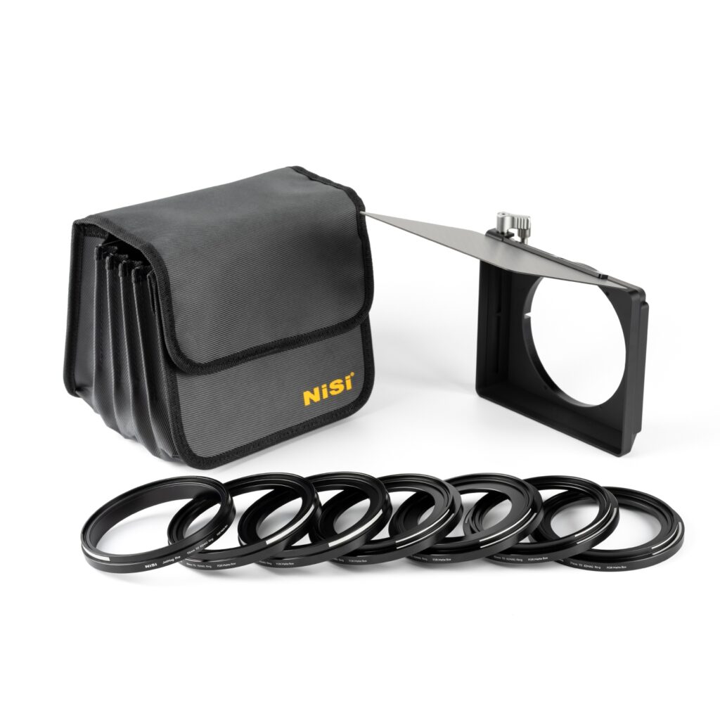 Descobre os NiSi JetMag Pro Matte Box Kits 82MAG e 95MAG, com adaptadores dedicados, bandeira em fibra de carbono e bolsa de transporte.